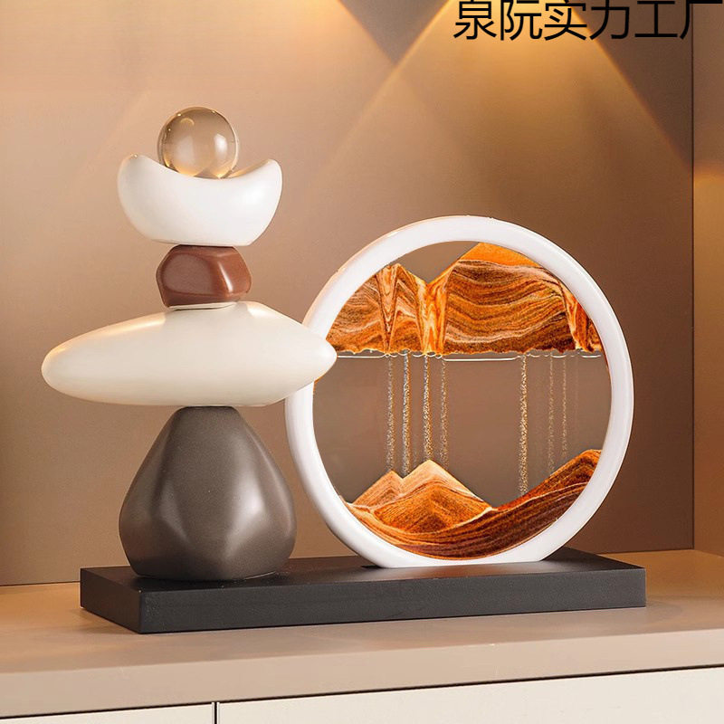办公室旺事业运时来运转流沙画摆件客厅酒柜电视柜玄关高档装饰品图片