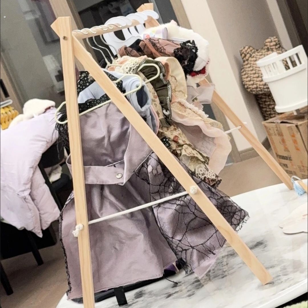家用宠物衣架狗狗衣服晾晒简易架宝宝收纳晾衣架健身架原木无喷漆