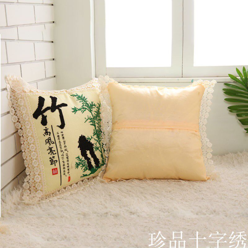 十字绣抱枕成品梅兰竹菊一套客厅纯手工靠垫四件套客厅沙发对包邮
