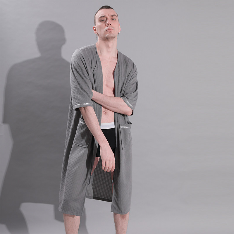 男士连体睡衣夏睡裙薄款居家服宽松加大码浴袍吸水快干浴衣200斤