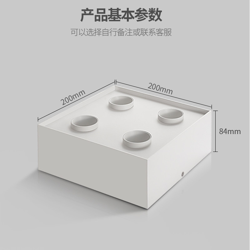 四头斗胆灯led射灯筒灯4头明装吸顶正方无主灯盒子卧室客厅极简约