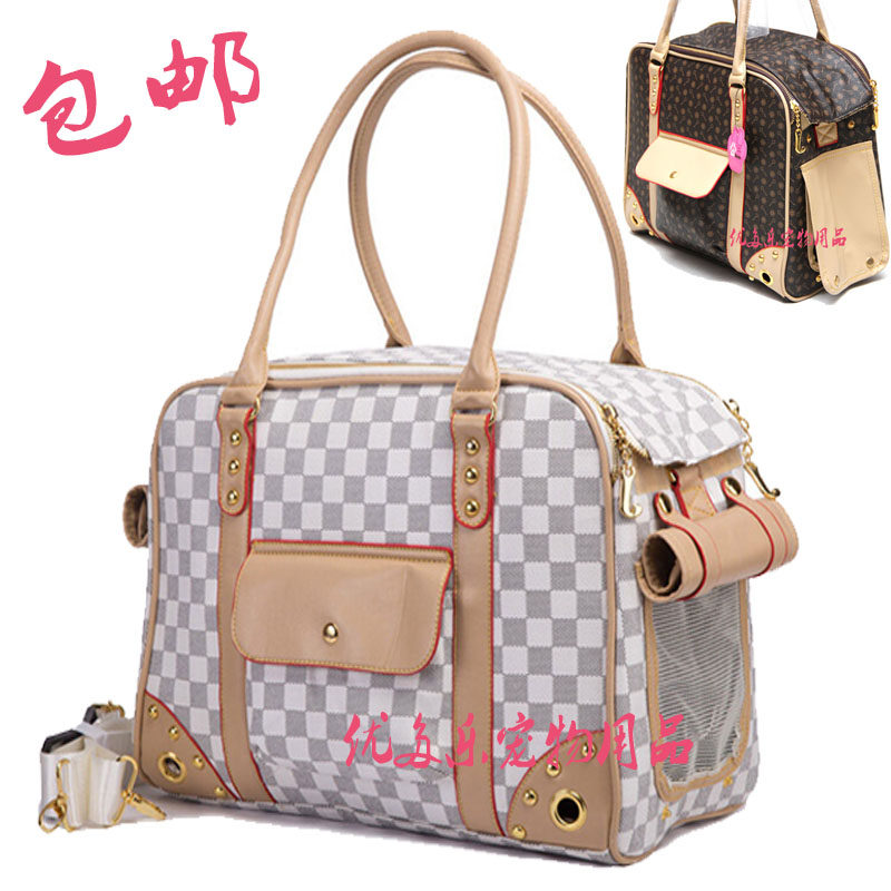 猫包压花PU宠物包外出包狗袋便携包狗包包猫包狗狗背包泰迪狗用品