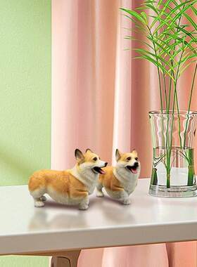 柯基犬摆件 可爱狗狗家居小饰品彷真动物德牧模型树脂模型