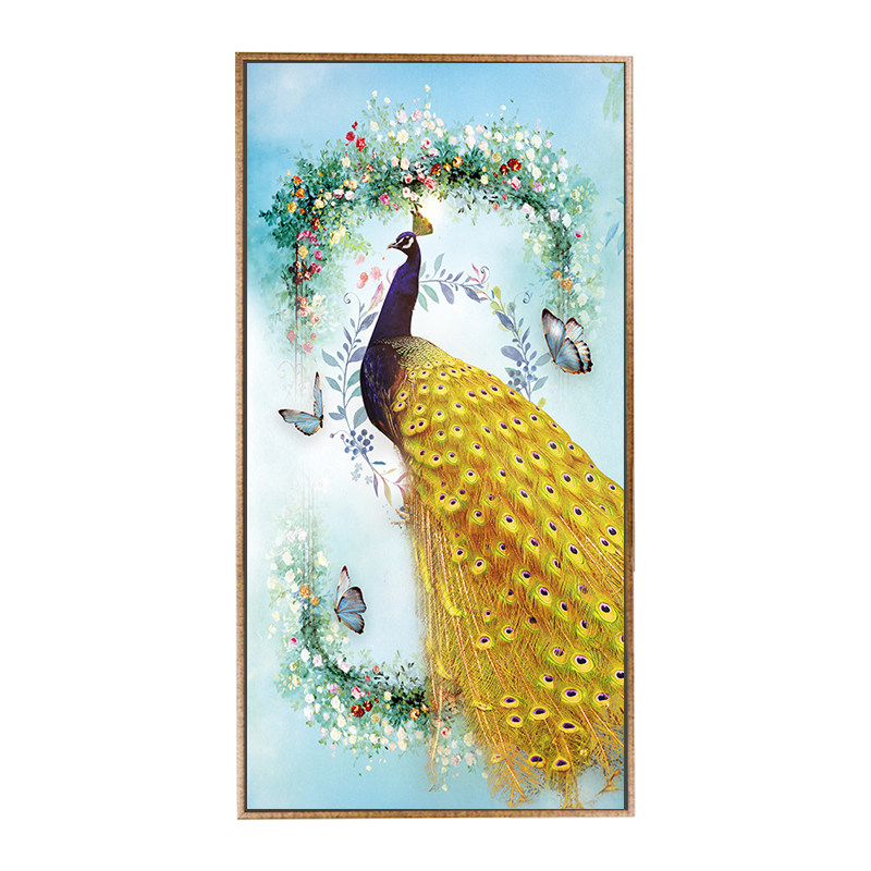 室内玄关装修壁画楼梯装饰画新中式植物古画有框画简框画山水挂画