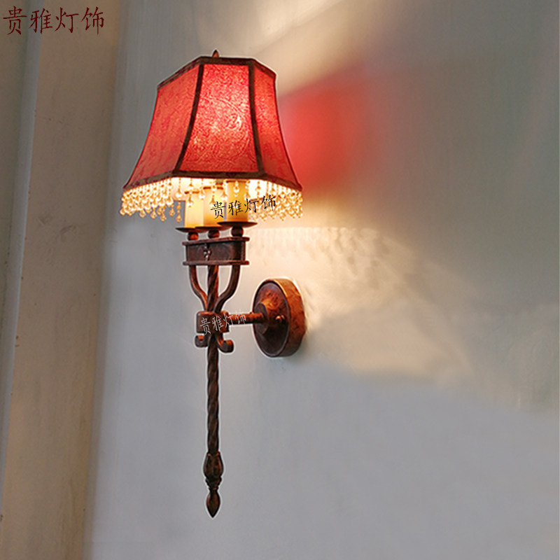 欧式客厅背景墙复古免接线USB充电过道卧室酒店工程无线装饰壁灯