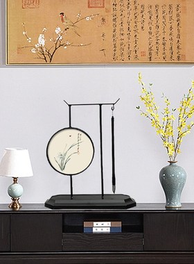 承沁陶瓷客厅摆件铁艺毛笔架家居摆饰新中式装饰书房桌面摆放乔迁