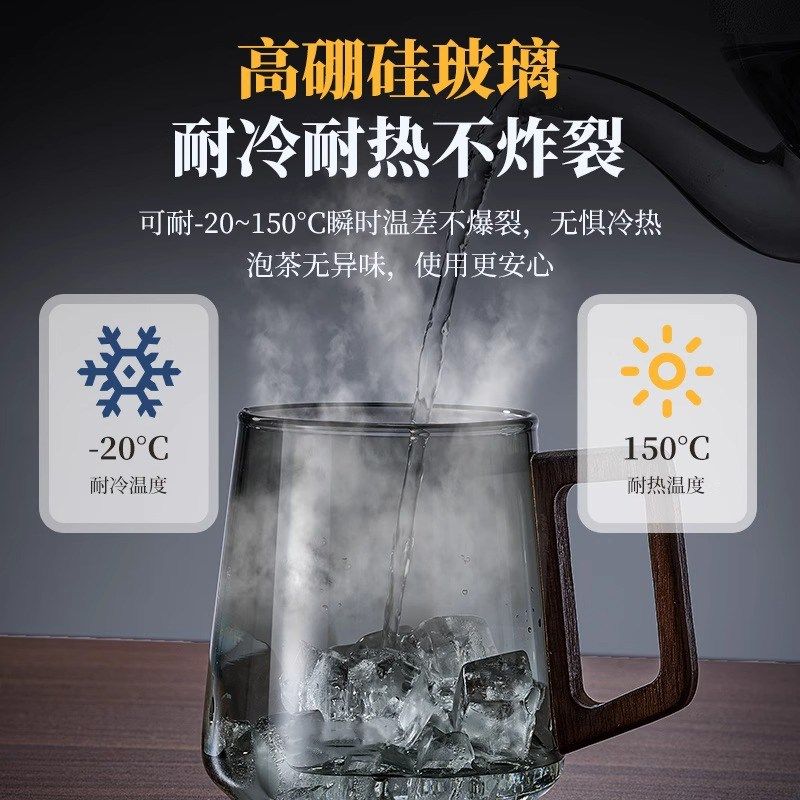 新款茶杯茶水分离杯个人专用泡茶玻璃杯男办公室带把家用水杯子女