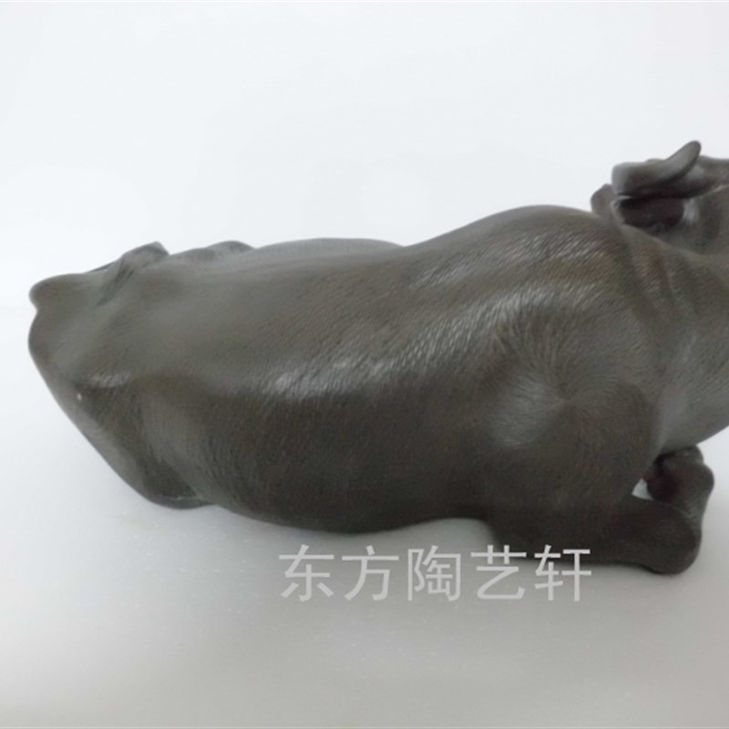 陶瓷卧牛摆件工艺品 水牛办公室摆件 大号 前台摆设 黑牛开业送礼