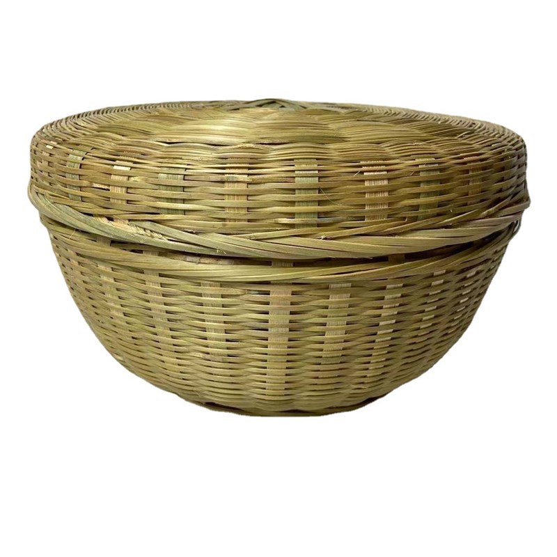 竹篮子竹编制品家用带盖竹筐簸箕盛馍馒头筐小号箩筐竹篓鸡蛋竹篮