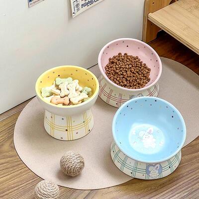 钢琴兔猫碗陶瓷一对宠物碗防打翻猫粮碗组合狗狗饭碗养猫用品套装