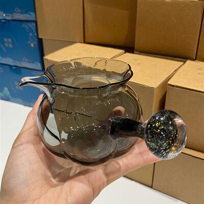 龙年星空侧把煮茶器公道杯加厚耐热硼硅玻璃分茶器南瓜公杯茶海
