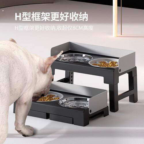 狗盆狗碗防打翻不锈钢碗不撒粮大型犬专用宠物高架护颈食盆狗饭碗