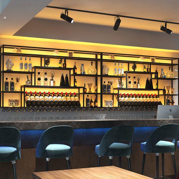 酒架酒柜吧台置物架工业风墙上烧烤店餐饮餐厅酒馆酒吧壁挂展示架