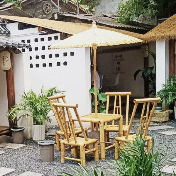 竹椅子靠背椅户外庭院竹椅阳台休闲竹凳子竹编围炉煮茶阳台庭院凳