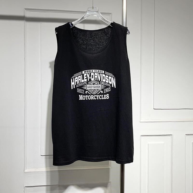 美式休闲风印图背心T恤女2023夏季新款宽松竹节棉打底无袖上衣潮