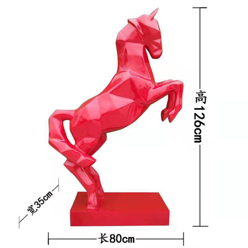 定制几何切面马雕塑玻璃钢白色定做抽象彩绘卡通马雕像订商场摆件