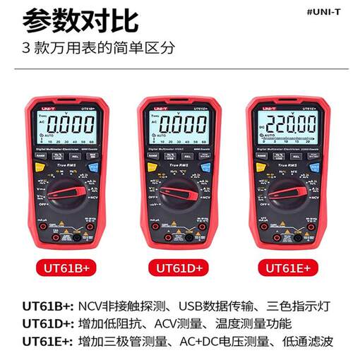 优利德UT61E+万用表数字高精度电工智能表UT61B+ 交直流表UT61D+