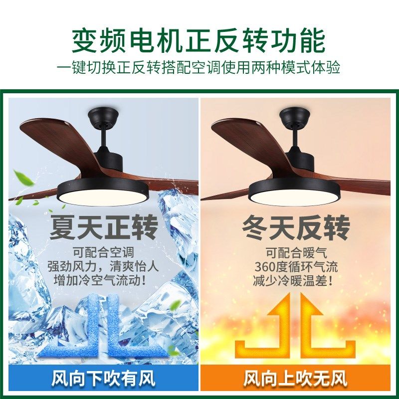 佑家大风量实木风扇灯北欧吊扇灯美式餐厅客厅变频的复古风扇吊灯