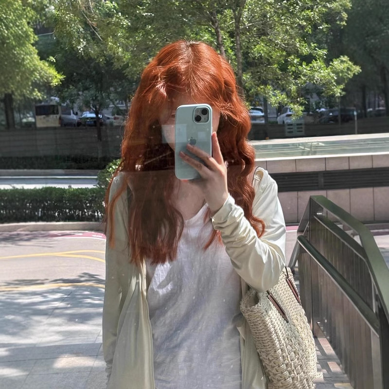 蕾丝焦糖橘棕羊毛卷假发女长卷发中分刘海水波纹长发秋天全头套