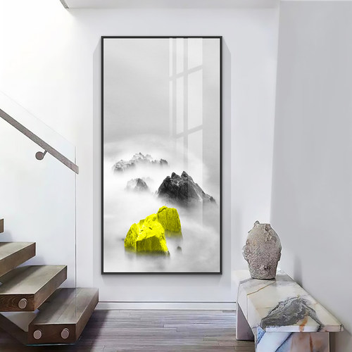 玄关装饰画走廊竖版入门北欧式过道进门壁画挂画玄幻背景墙画