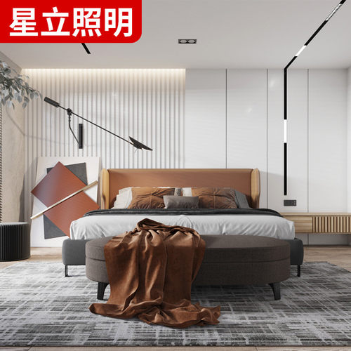暗装led磁吸轨道灯嵌入式线条灯无边框无主灯照明家用线条射灯