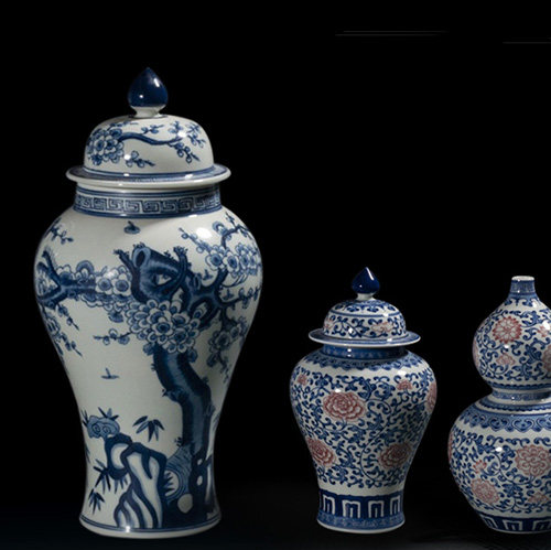 手绘仿古精品青花瓷迷你小花瓶将军罐 景德镇陶瓷摆件 客厅装饰品