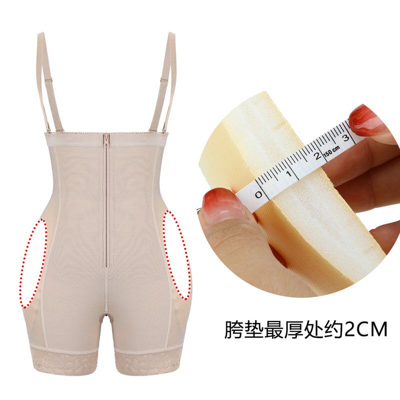 丰臀丰胯假屁股拉链排扣塑身连体衣提臀垫胯开档美体束腰收腹裤