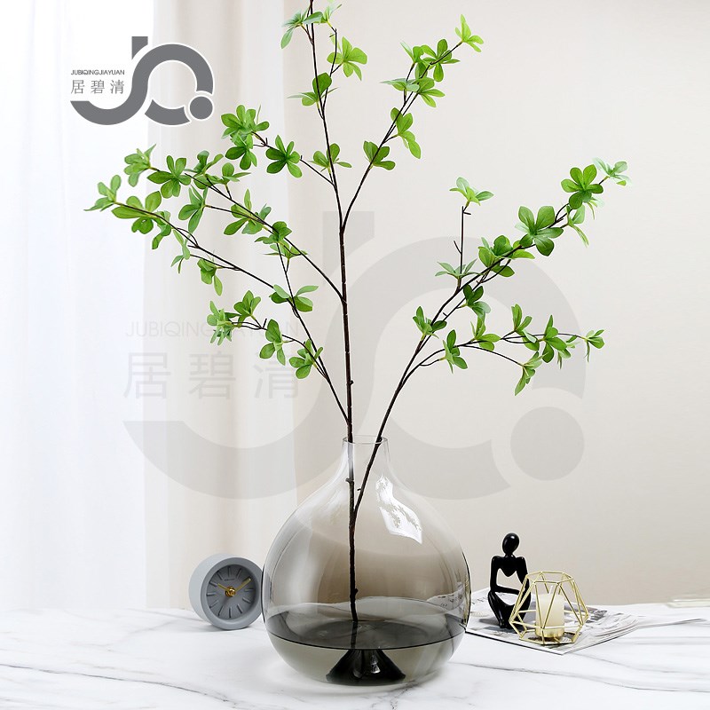 北欧创意印象山峰大肚玻璃花瓶桌面雪柳吊钟百合摆件鱼缸博古架