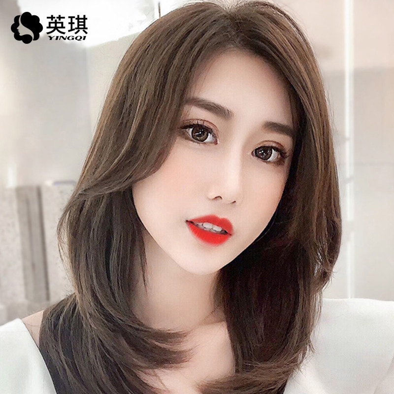 英琪假发女中长发偏分刘海自然蓬松锁骨发真人发丝韩式发型全头套