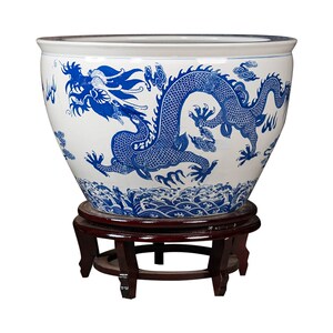 景德镇陶瓷青花瓷特大号金鱼缸客厅酒店养乌龟睡莲荷花盆庭院水缸