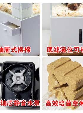 景湾微缸底滤迷你小鱼缸小型桌面超白海水玻璃缸水族箱斗鱼生态缸