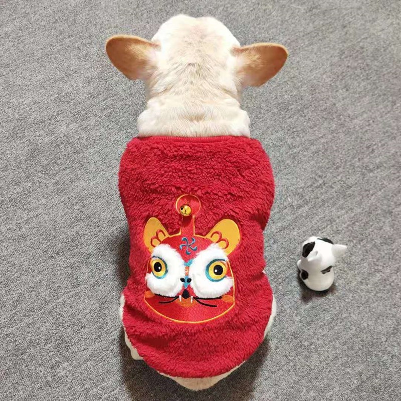 狗狗新年装喜庆法斗衣服秋冬巴哥英斗柴犬雪纳瑞胖狗宠物唐装马甲