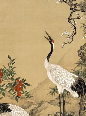 清 沈铨 松梅双鹤图 国画 松鹤延年 艺术微喷打印 字画 送礼佳品