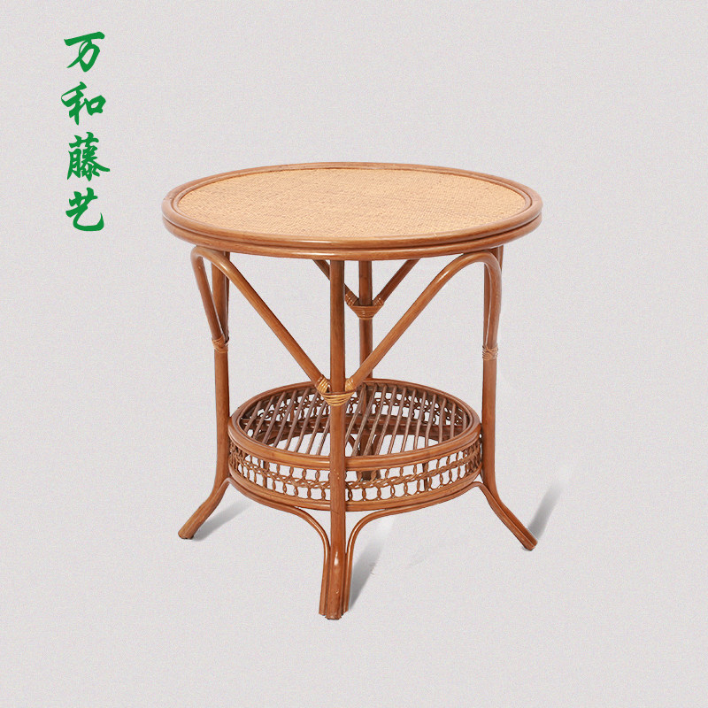 手工藤编织圆茶几家用圆桌简约阳台茶桌阳台方桌简约百搭简约角几
