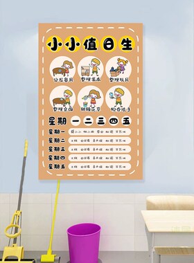 小小值日生教室布置贴纸 幼儿园环创墙贴PVC防水材质 动漫风格软