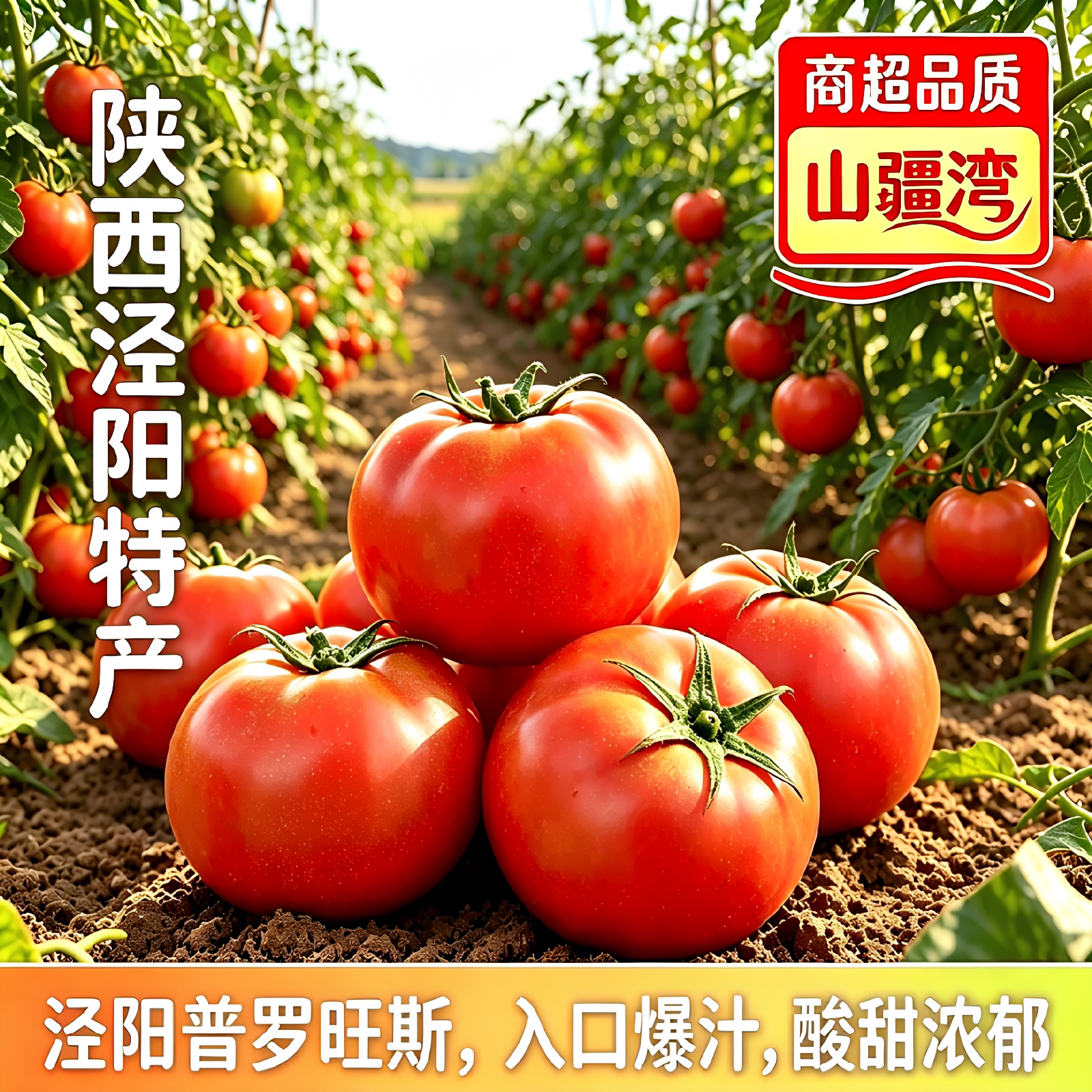 山疆湾正宗陕西泾阳普罗旺斯西红柿4.5斤净重现发番茄水果
