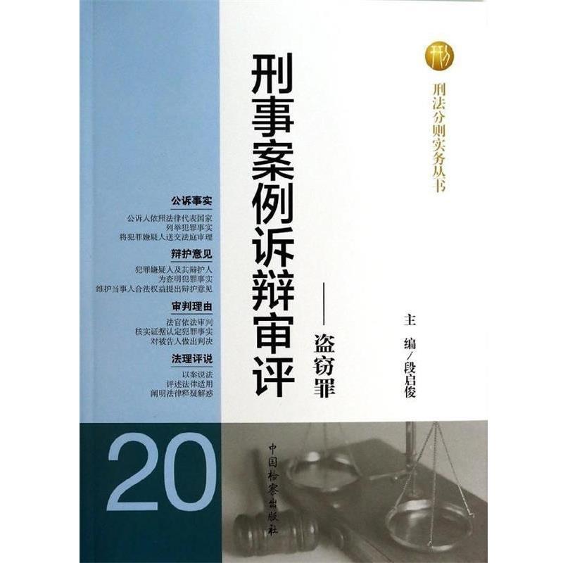 【全新正版】刑事案例诉辩审评:盗窃罪(20) 段启俊 中国检察出版社 9787510209949 - 实物图