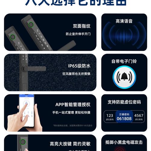 断桥铝铝合金庭院门户外密码锁防水智能锁猫眼防盗门家用玻璃门锁