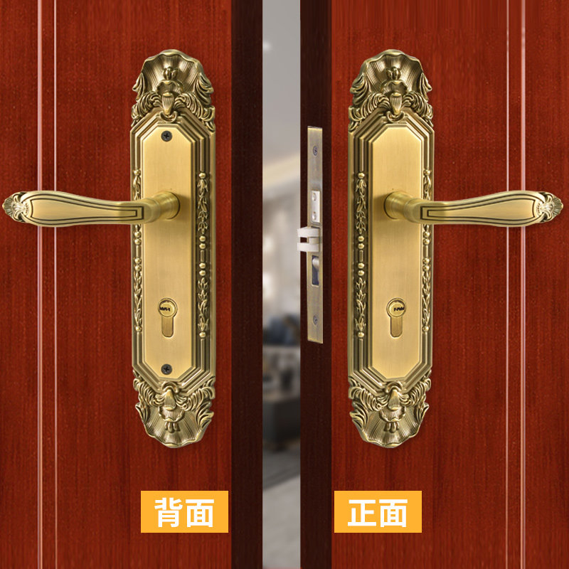 中式家用静音机械门锁实木房门锁具室内执手锁五金卧室把手通用型