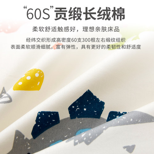 A类全棉卡通儿童被套60支定制纯棉幼儿园床单150x200单人定制恐龙