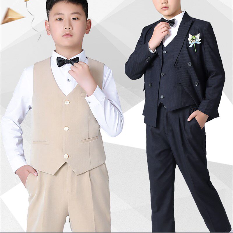 儿童西装套装大童钢琴表演礼服胖童主持人演出服加宽加大男孩西服