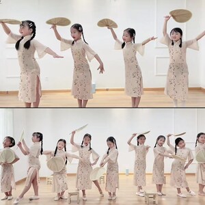 外婆桥舞蹈服装儿童款高弹力旗袍裙人间烟火演出服入画江南表演服