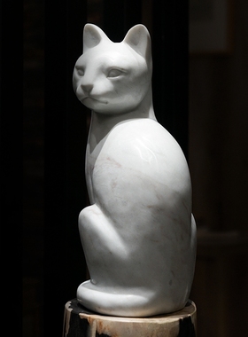 北欧大理石风格创意灵猫造型雕塑客厅摆件样板房装饰品雕刻艺术品