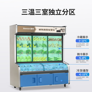 雪村麻辣烫点菜柜冷藏冷冻商用展示柜串串烧烤立式保鲜柜蔬菜冰柜