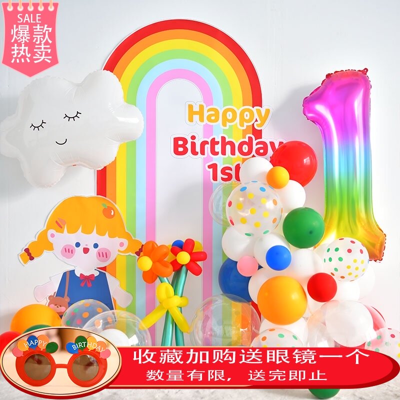 儿童生日装饰场景布置网红女孩宝宝1一周岁海报背景墙kt板背景板