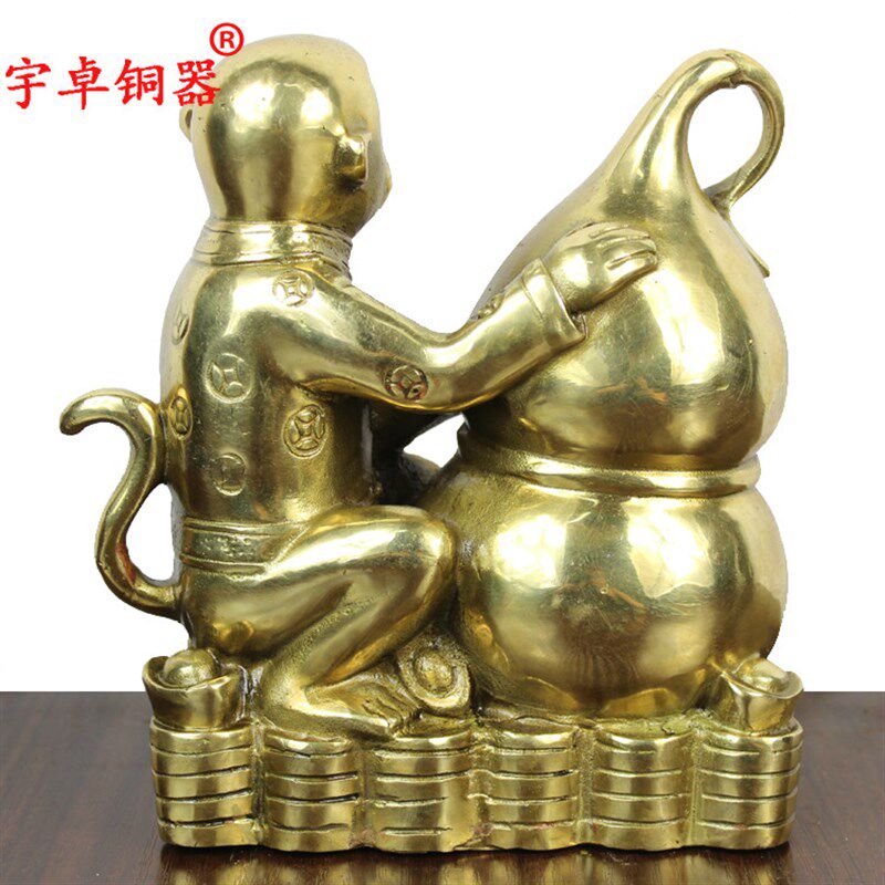宇卓铜器纯铜猴黄铜猴抱葫芦猴子铜工艺品摆件款式多