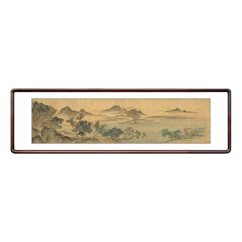 湖山春暖图国画山水画新中式客厅沙发背景墙装饰画办公室仿古挂画