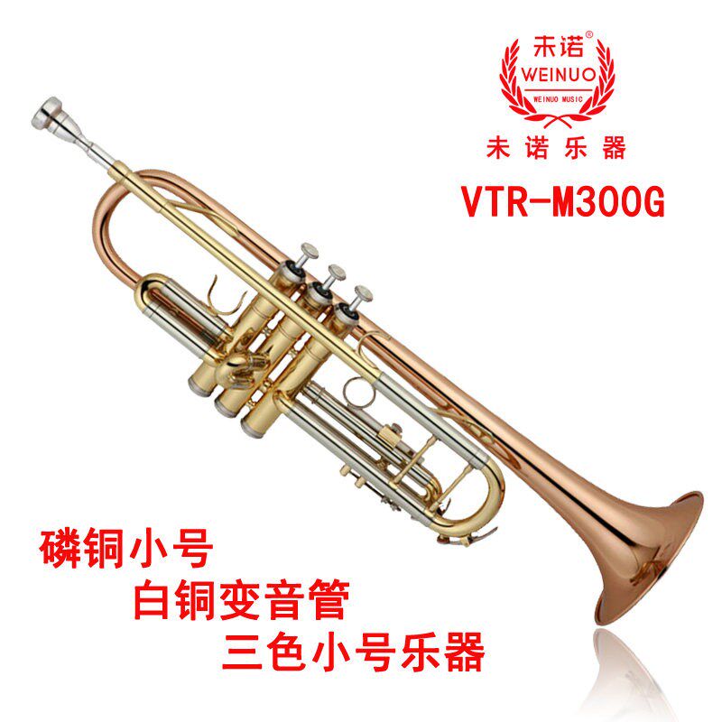 未诺 学生乐队小号乐器初学者降b调专业演奏铜管乐器VTR-M300磷铜