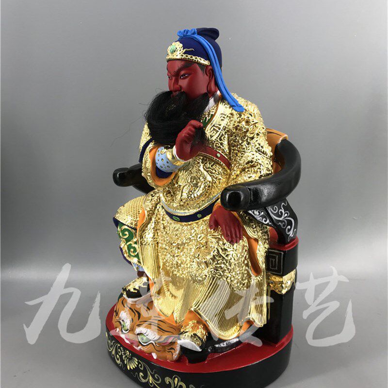 木雕人物神像关公武财神关帝圣君关二爷香樟木精雕九莲木雕精品