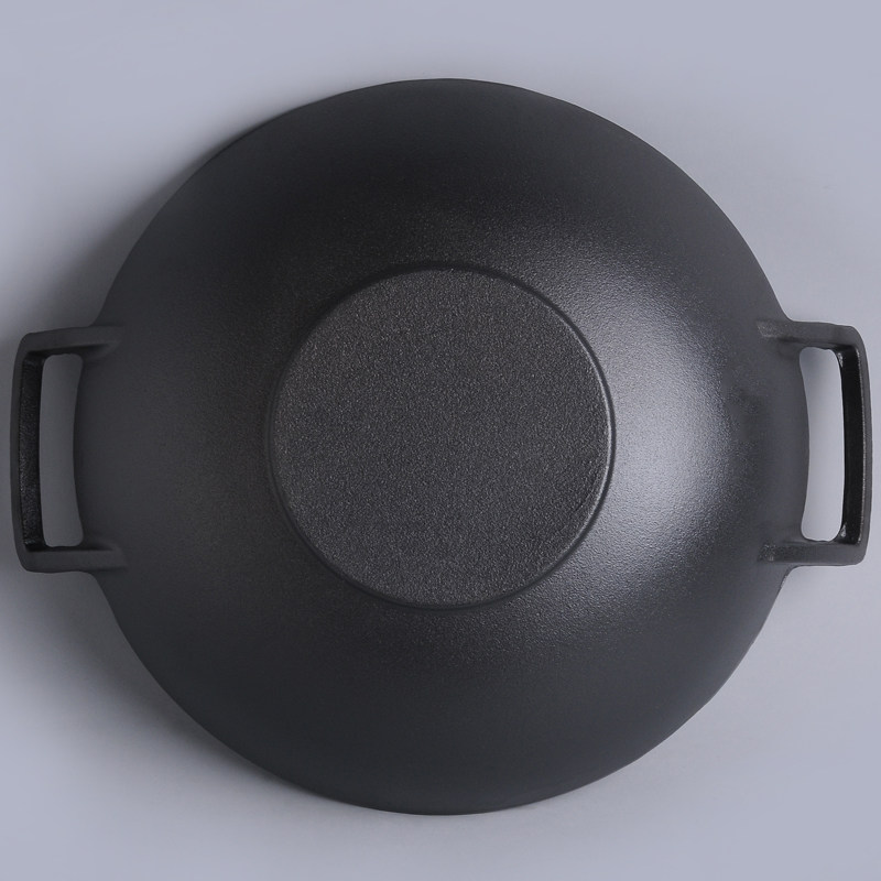 32cm36cm铸铁加厚炒锅大双耳老式生铁锅平底电磁炉可用无油烟不粘